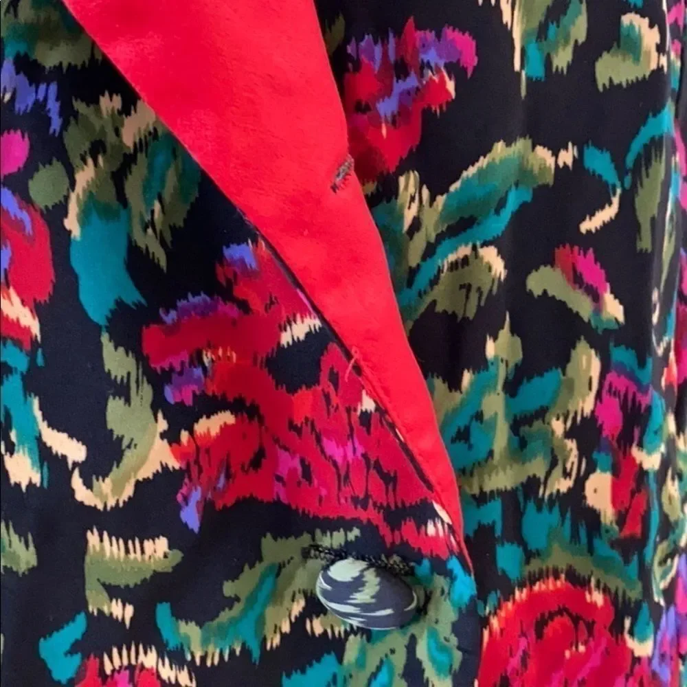 Victoria’s Secret Vintage Gold Label Satin Flora Pajamas Red M Holiday‎